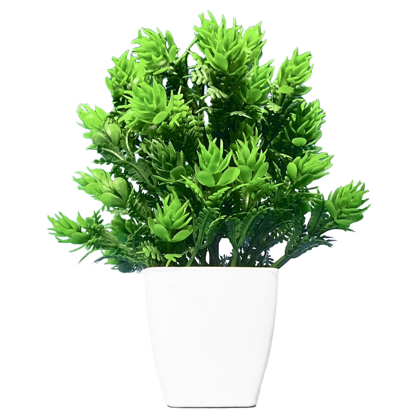 5.5" (Tall) Green Plant with White Plastic Planter