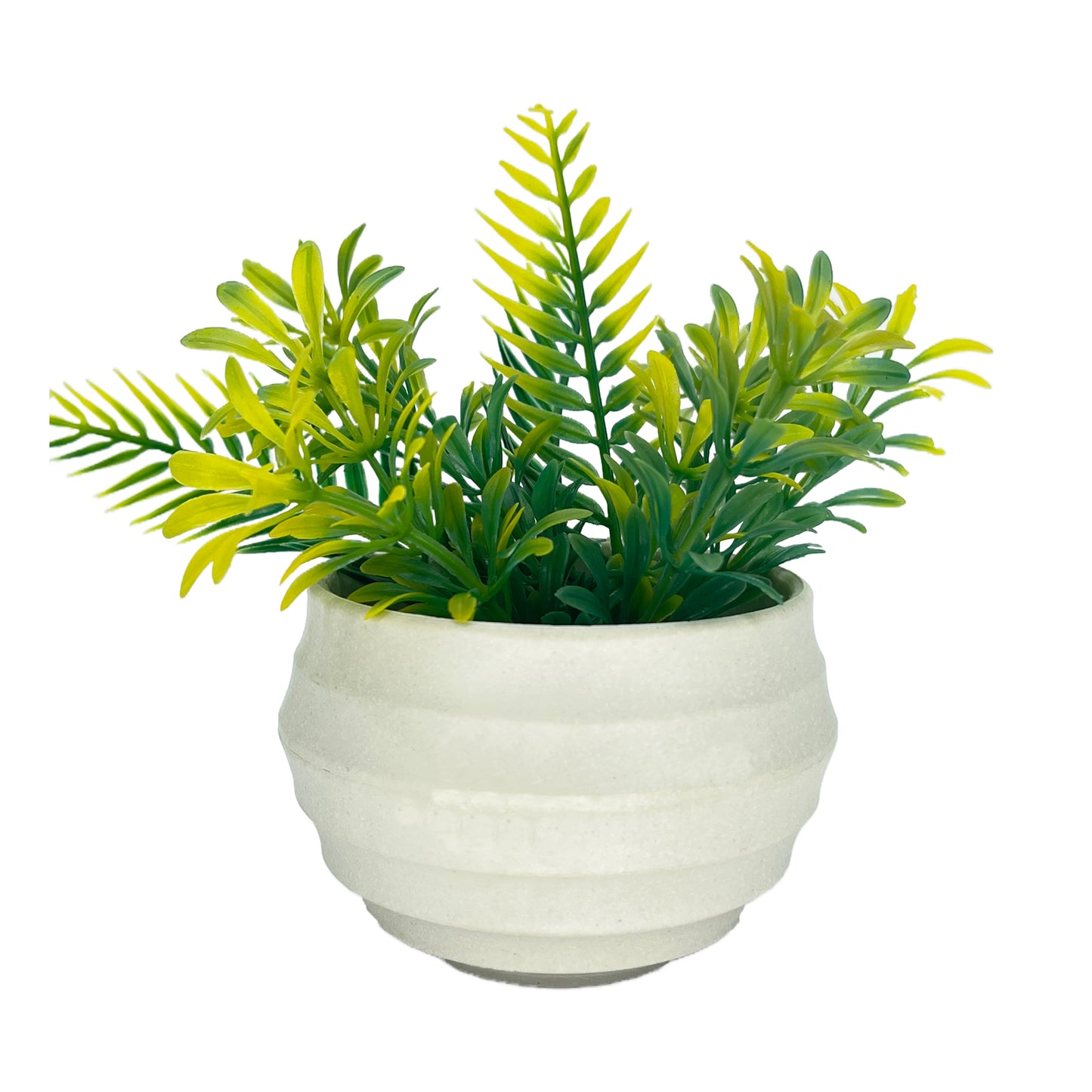 5" (Tall) Green and Yellow Artificial Plant with Rounded Planter