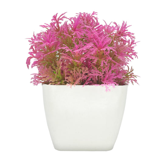 5.5" (Tall) Pink and Green Artificial Plant with Squared Planter